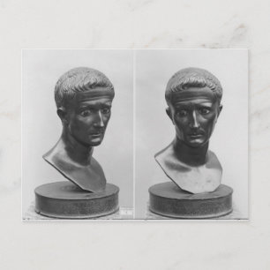 Carte Postale Deux vues d'un buste de l'empereur Auguste
