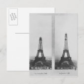 Carte Postale Deux vues sur la construction de l'Eiffel (Devant / Derrière)