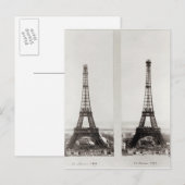 Carte Postale Deux vues sur la construction de l'Eiffel (Devant / Derrière)