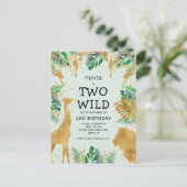 Carte Postale Deux Wild 2e anniversaire Pale Green Gold Safari (Debout devant)