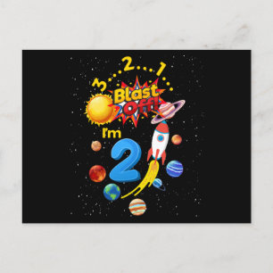 Carte Postale Deuxième anniversaire Décollage de la fusée d'astr