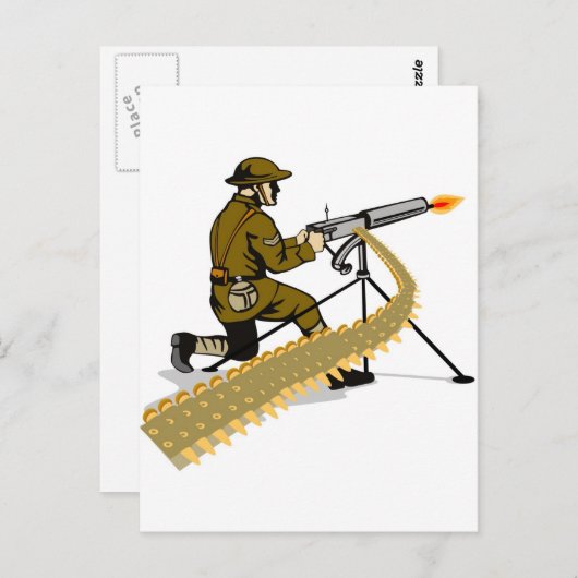 Carte Postale Deuxième guerre mondiale soldat britannique avec m (Devant / Derrière)