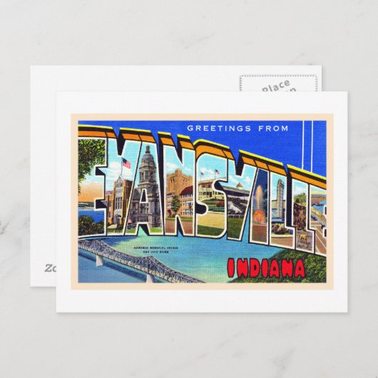 Carte postale d'Evansville (Devant / Derrière)