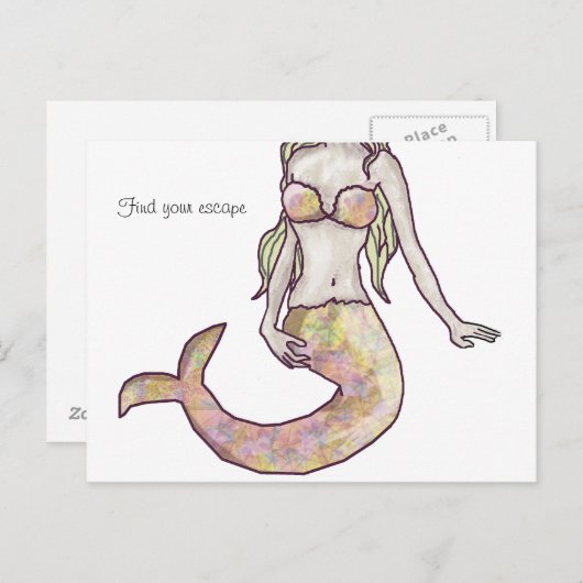 carte postale d'évasion de sirène (Devant / Derrière)