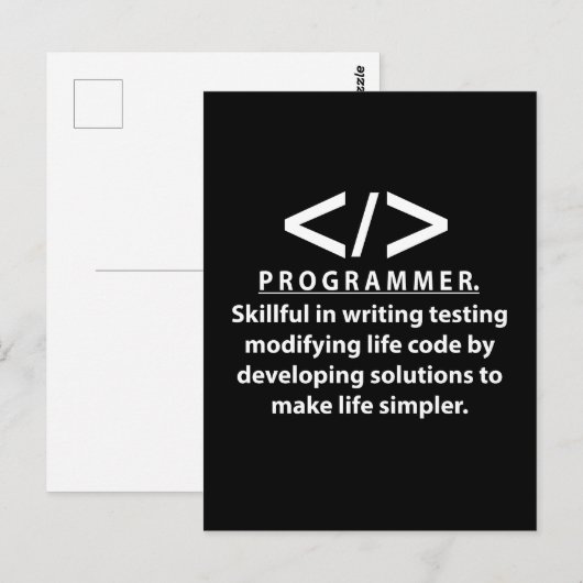 Carte Postale Développeur Codeur Programmeur Développeur (Devant / Derrière)