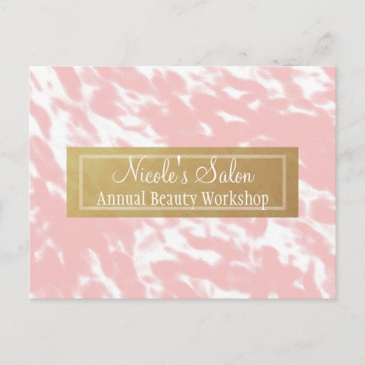 Carte postale d'événement de salon chic rose pêche (Devant)