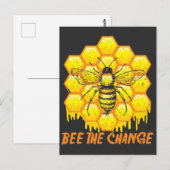 Carte Postale Devenez le changement Apiculture Nid d'abeille Mie (Devant / Derrière)