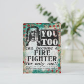 Carte Postale Devenez un pompier - Drôle de publicité vintage (Debout devant)