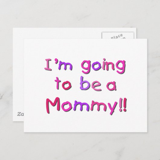 Carte Postale Devenir maman - rose et violet (Devant / Derrière)