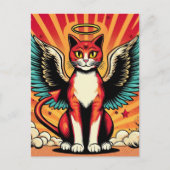 Carte Postale Devil Angel Cute Kitty avec ailes Comédie Style de (Devant)