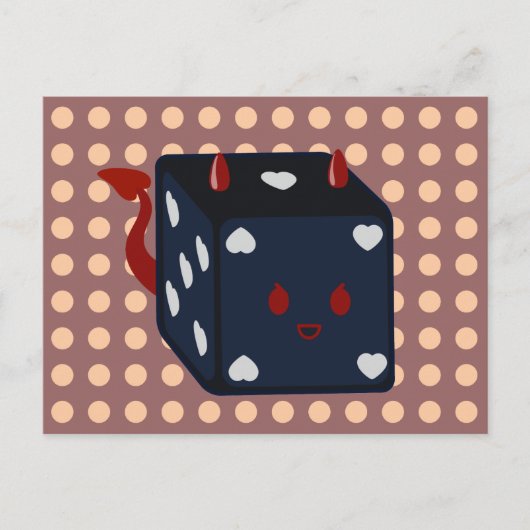 Carte Postale Devil Dice avec Coeurs (Devant)