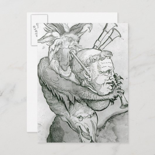 Carte Postale Devil Playing Man's Head as a Saxophone, 1144 (Devant / Derrière)