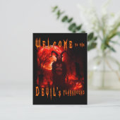 Carte Postale Devil Satan dans le cimetière de nuit avec la lune (Debout devant)