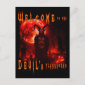 Carte Postale Devil Satan dans le cimetière de nuit avec la lune (Devant)