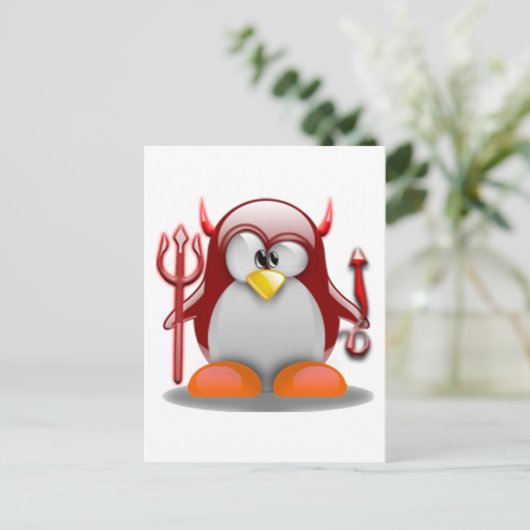 Carte Postale Devil Tux (Linux Tux) (Debout devant)