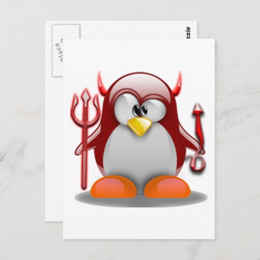 Carte Postale Devil Tux (Linux Tux) (Devant / Derrière)