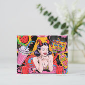 Carte Postale Devilish Woman au Retro Diner Comic Book (Debout devant)
