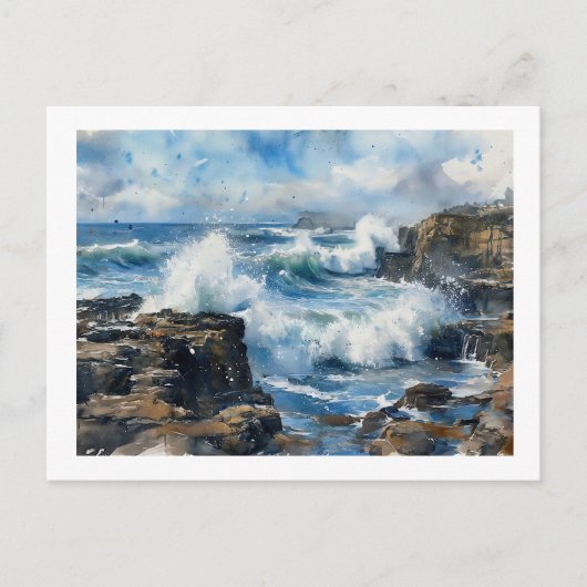 Carte Postale Devils Churn Waves Against Rocks,  (Devant)
