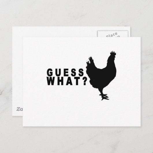 Carte Postale Devinez Ce Poulet Butt T Chemise.png (Devant / Derrière)