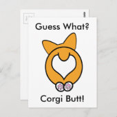 Carte Postale Devinez Quoi ? Corgi Butt ! (Devant / Derrière)