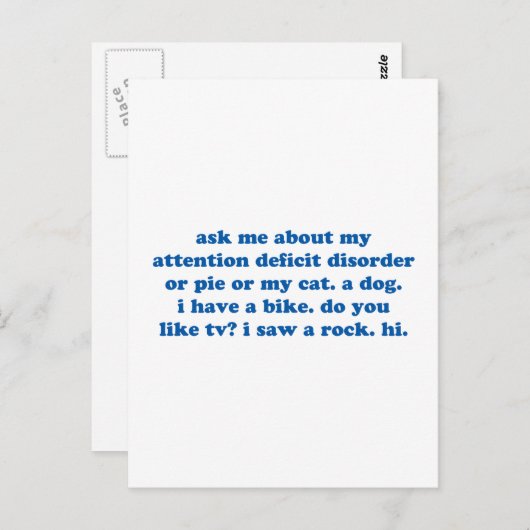 Carte Postale Devis ADD amusant - Impression bleue (Devant / Derrière)