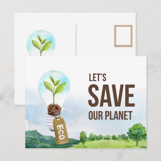 Carte Postale Devis d'aquarelle Green Energy (Devant / Derrière)