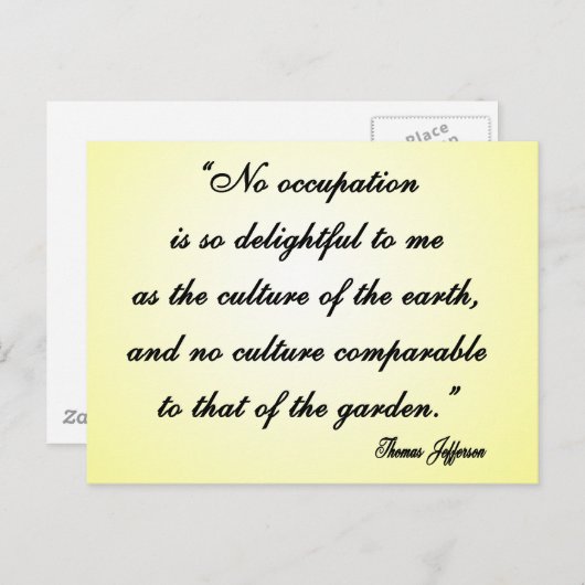 Carte Postale Devis de jardin Thomas Jefferson (Devant / Derrière)
