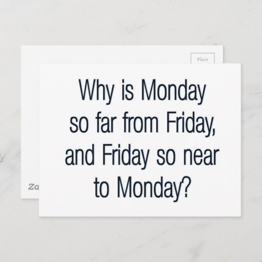 Carte Postale Devis drôle du lundi (Devant / Derrière)