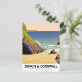 Carte Postale Devon & Cornwall "go by rail" Voyage de style vint (Debout devant)