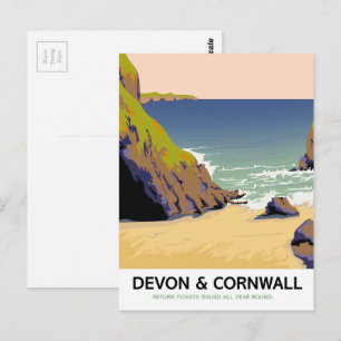 Carte Postale Devon & Cornwall "voyagent par le rail" voyage de
