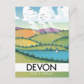 Carte Postale Devon "pour une pause" affiche de voyage d'été (Devant)