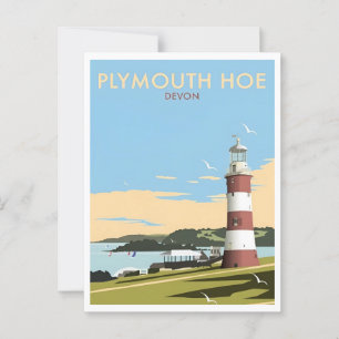 Carte Postale Devon UK Plymouth Lighthouse Voyage Retro Inspiré