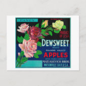 Carte Postale Dewsweet Apple Crate LabelWatsonville, CA (Devant)