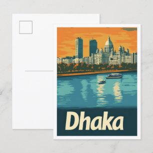 Carte Postale Dhaka Bangladesh Art Vintage voyage Illustration