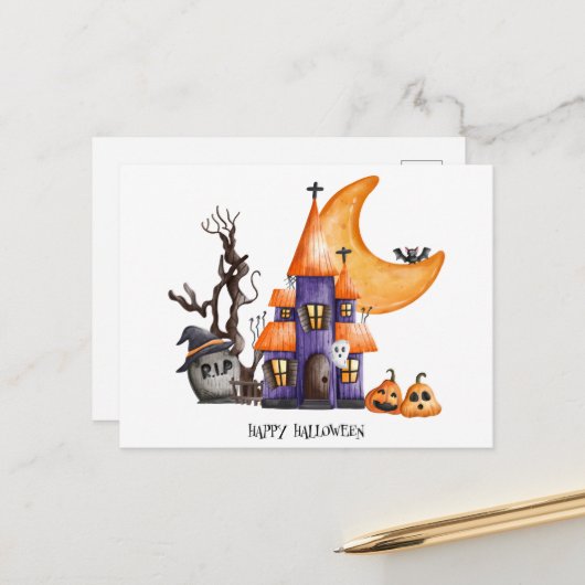 Carte postale d'Halloween (Devant/Arrière en situation)