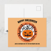 Carte postale d'Halloween Citrouille Effrayante (Devant / Derrière)