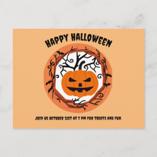 Carte postale d'Halloween Citrouille Effrayante
