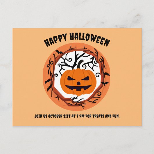 Carte postale d'Halloween Citrouille Effrayante (Devant)