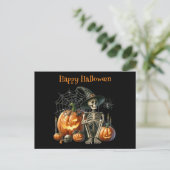 Carte postale d'Halloween citrouilles squelettes (Debout devant)