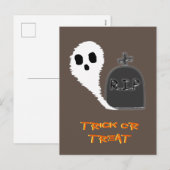 Carte postale d'Halloween de fantôme effrayant ave (Devant / Derrière)