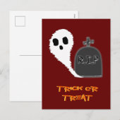 Carte postale d'Halloween de fantôme effrayant ave (Devant / Derrière)