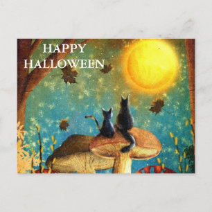 Carte postale d'Halloween effrayante avec des hibo