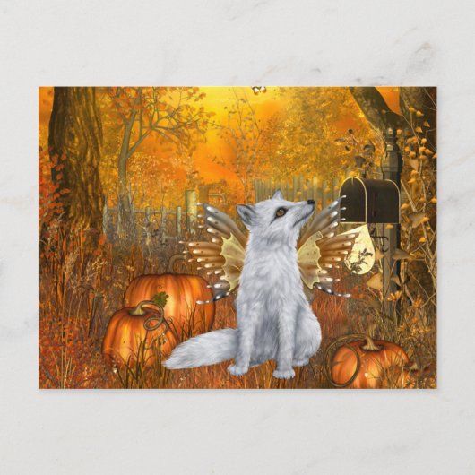 Carte postale d'Halloween effrayante avec Renard F (Devant)