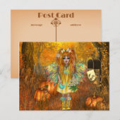 Carte postale d'Halloween effrayante avec Woodland (Devant / Derrière)