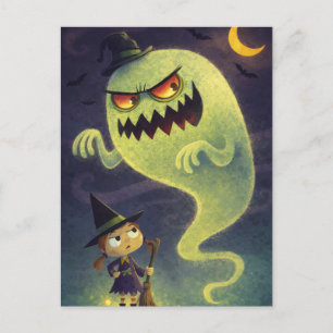Carte postale d'Halloween effrayante de nuit