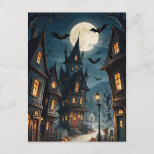 Carte postale d'Halloween effrayante de nuit