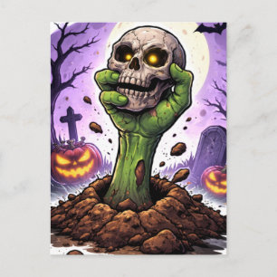 Carte postale d'Halloween effrayante de nuit