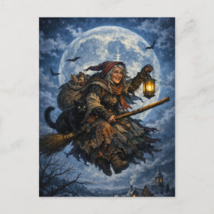 Carte postale d'Halloween effrayante de nuit