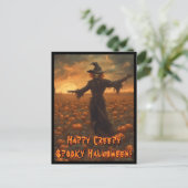 Carte postale d'Halloween Épouvantail Effrayant (Debout devant)