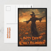 Carte postale d'Halloween Épouvantail Effrayant (Devant / Derrière)